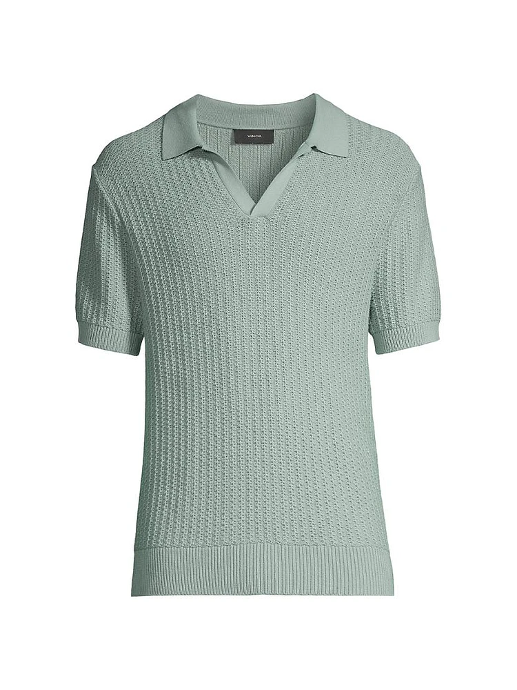 Ribbed Cotton-Blend Polo Shirt