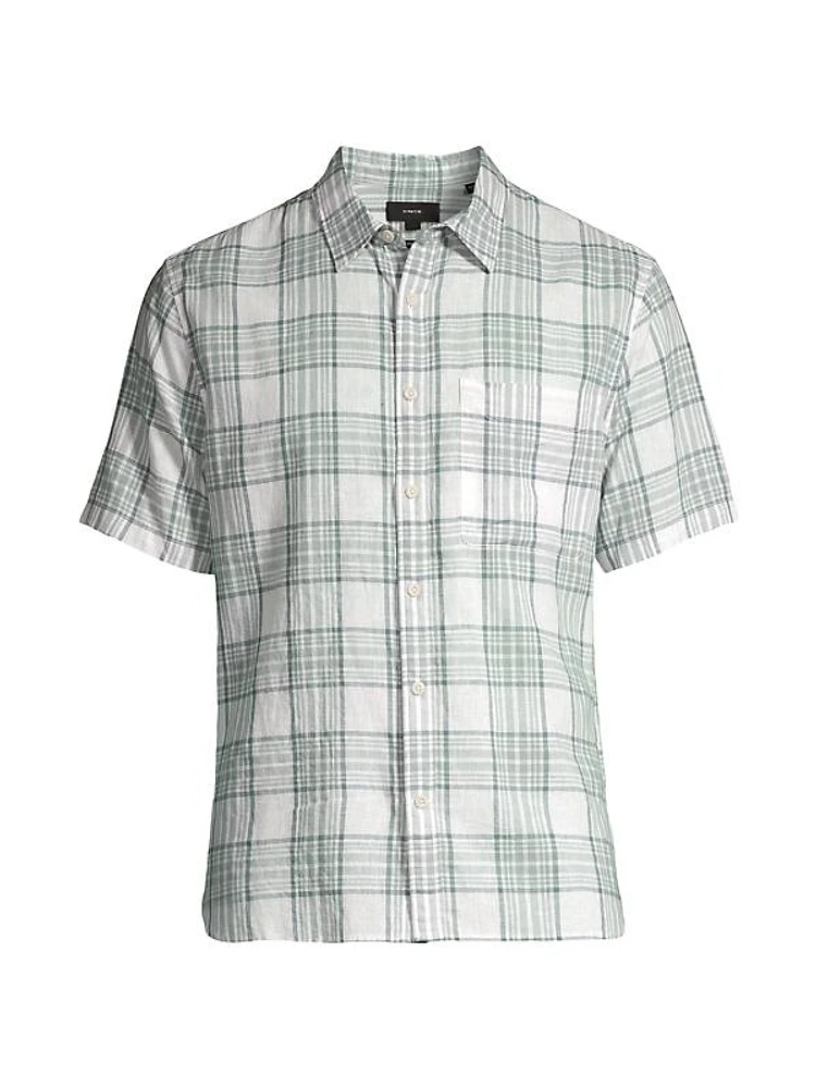 Kino Plaid Linen & Cotton-Blend Button-Front Shirt