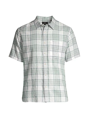 Kino Plaid Linen & Cotton-Blend Button-Front Shirt