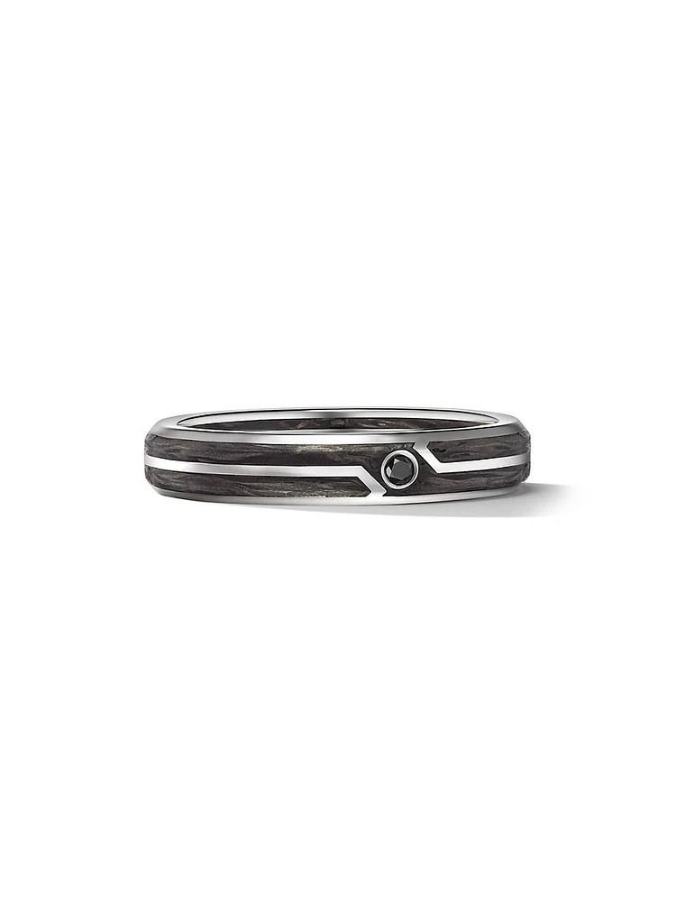 Forged Carbon Band Ring 18K White Gold