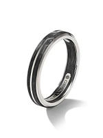 Forged Carbon Band Ring 18K White Gold