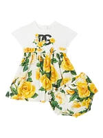 Baby Girl's Logo Floral Print T-Shirt Dress