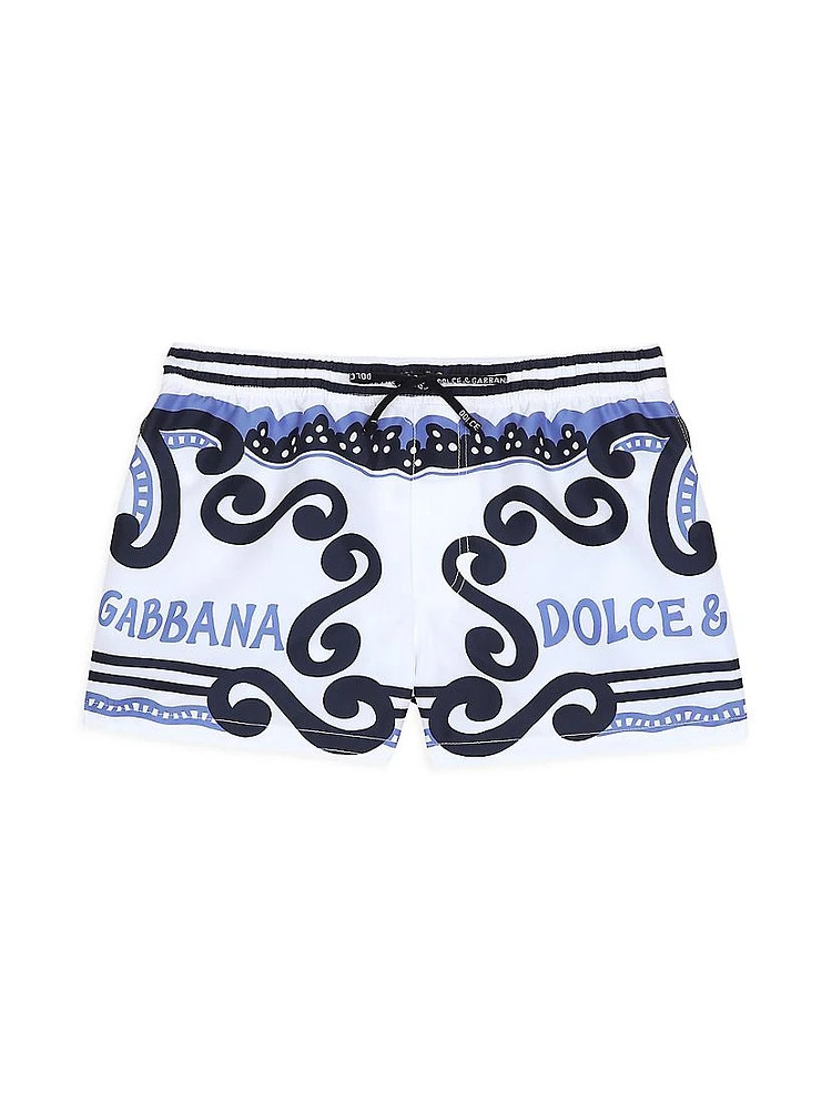 Little Boy's & Marina Logo Swim Trunks