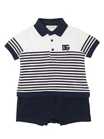 Baby Boy's Striped Polo-Shirt Shortall