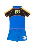 Little Boy's & Colorblocked Logo Rashguard