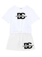 Little Girl's & Logo Tie T-Shirt