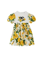 Little Girl's & Floral Cotton Logo Dress