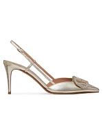 VLogo Glow Laminated Nappa Slingback Pumps 80MM