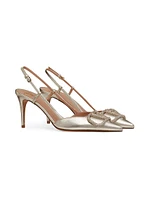 VLogo Glow Laminated Nappa Slingback Pumps 80MM