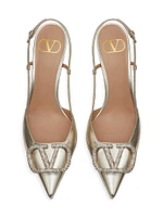 VLogo Glow Laminated Nappa Slingback Pumps 80MM