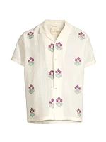 Craft Heritage Floral-Embroidered Linen Camp Shirt