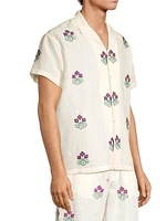 Craft Heritage Floral-Embroidered Linen Camp Shirt