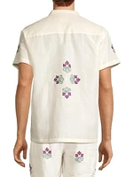 Craft Heritage Floral-Embroidered Linen Camp Shirt