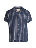 Craft Heritage Stripe-Embroidered Camp Shirt