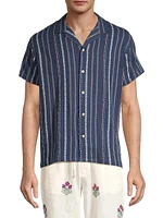 Craft Heritage Stripe-Embroidered Camp Shirt