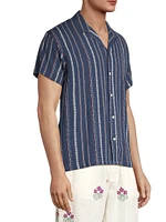 Craft Heritage Stripe-Embroidered Camp Shirt