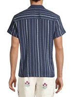 Craft Heritage Stripe-Embroidered Camp Shirt