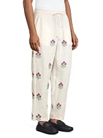 Craft Heritage Floral-Embroidered Linen Pants