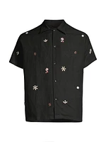 Craft Heritage Embroidered Linen Button-Front Shirt