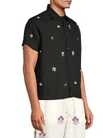 Craft Heritage Embroidered Linen Button-Front Shirt