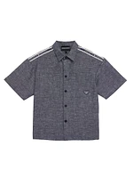 Little Boy's & Logo Tape Button-Front Shirt