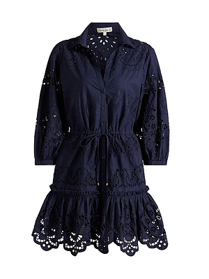 Robin Lace Puff-Sleeve Shirtdress