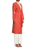 Eyelet Belted Long Topper Jacket