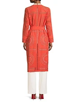 Eyelet Belted Long Topper Jacket