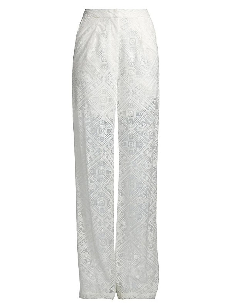 Straight-Leg Lace Pants