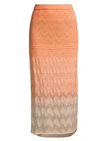 Ombré Pointelle Knit Midi-Skirt