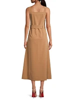 Square Neck Belted Midi-Dress