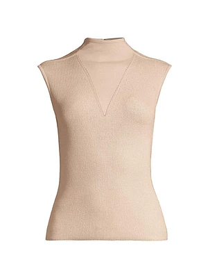 Rib-Knit Stand Collar Tank