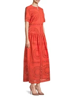 Eyelet Drop Waist Maxi Dress