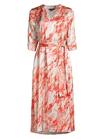 Marble Crepe De Chine Midi-Dress