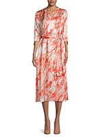 Marble Crepe De Chine Midi-Dress