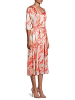 Marble Crepe De Chine Midi-Dress