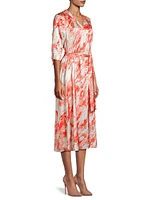 Marble Crepe De Chine Midi-Dress