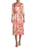 Marble Crepe De Chine Midi-Dress