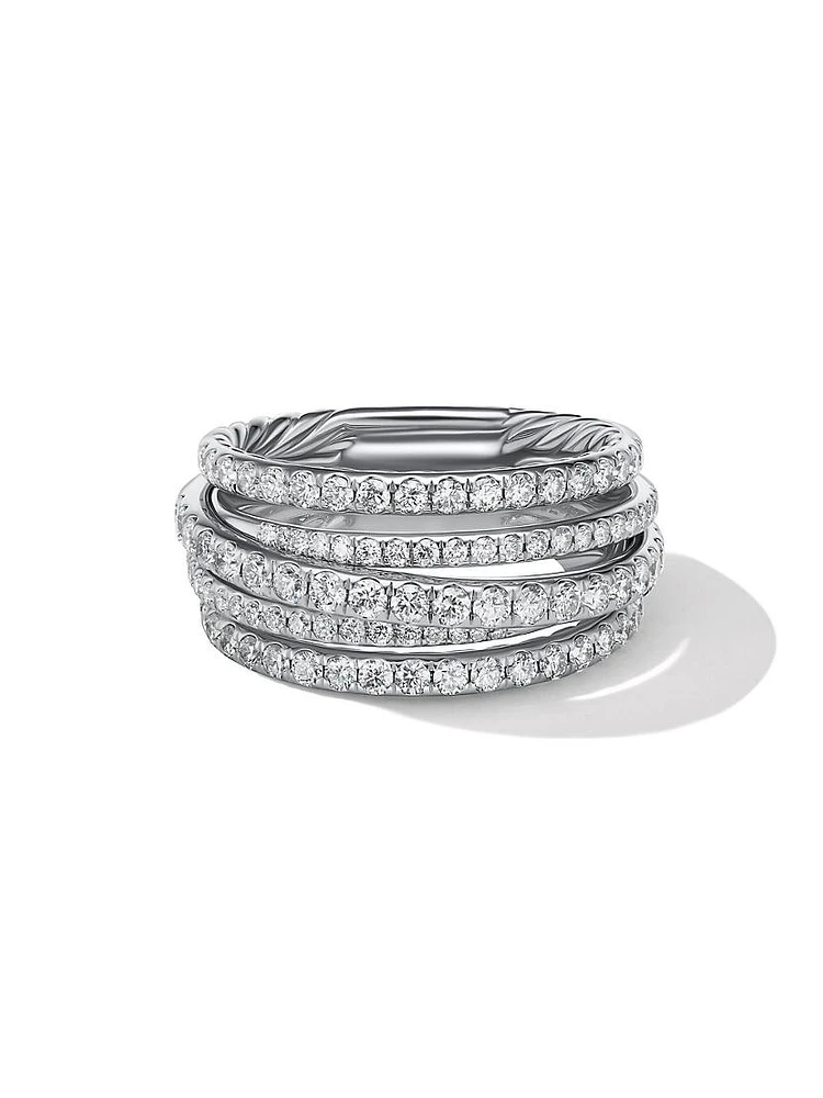 Pavé Crossover Ring 18K White Gold