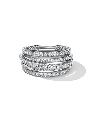 Pavé Crossover Ring 18K White Gold