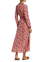 Lea Silk Floral Long-Sleeve Midi Dress