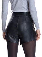 Leather High-Waist Belted Shorts