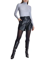 Leather High-Waist Belted Shorts