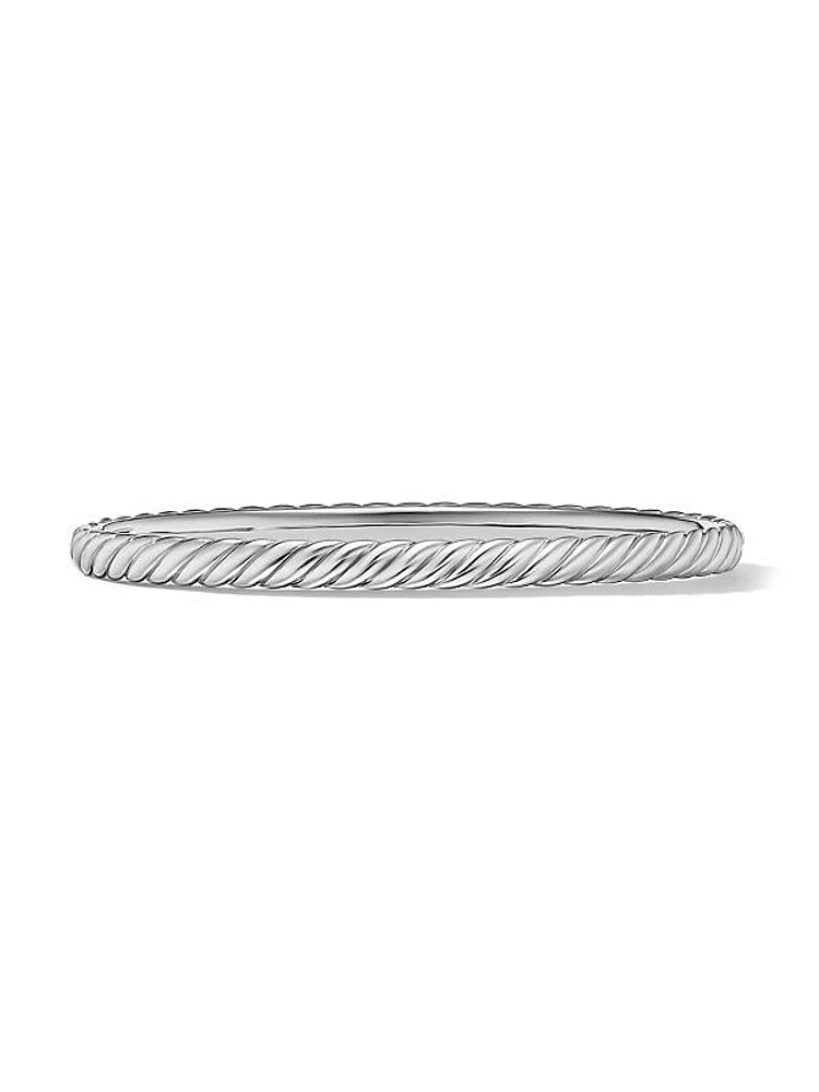 Sculpted Cable Bangle Bracelet in 18K White Gold