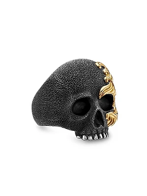 Waves Skull Ring In Sterling Silver