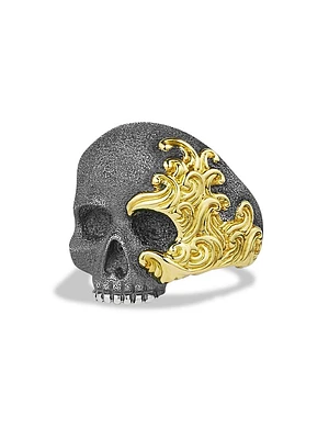 Waves Skull Ring Sterling Silver