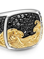 Waves Signet Ring Sterling Silver