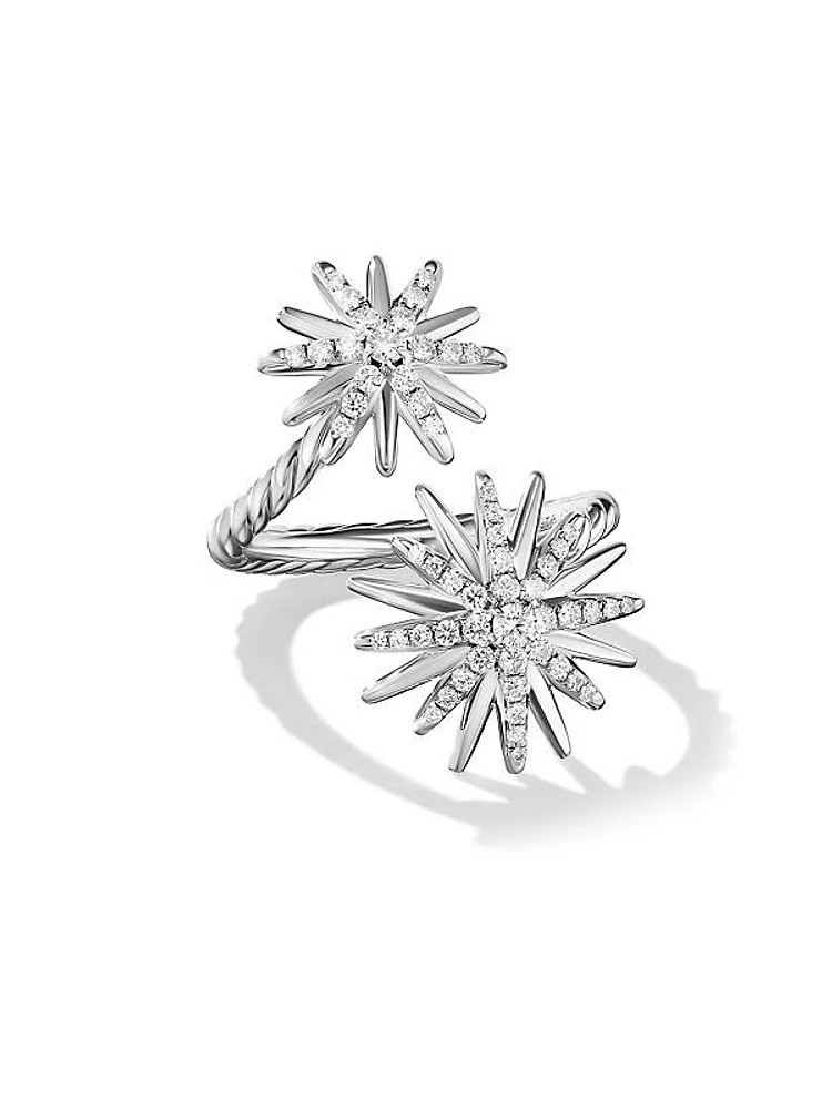 Starburst Bypass Ring In Sterling Silver