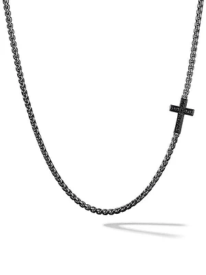 Streamline Cross Station Necklace in Sterling Silver