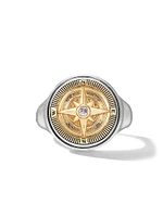 Maritime Compass Signet Ring In Sterling Silver